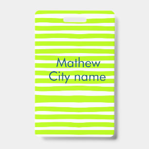 Neon green yellow retro stripes add name cityplace badge