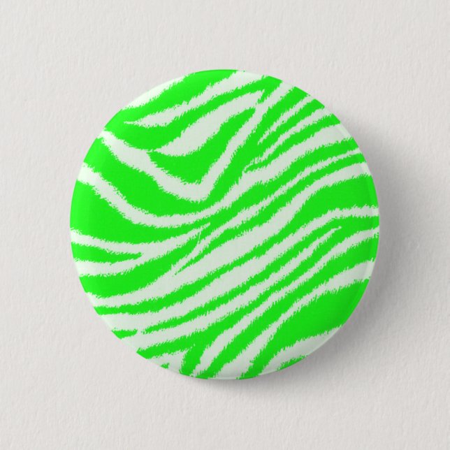 Neon Green Zebra Pattern 2 Inch Round Button (Front)