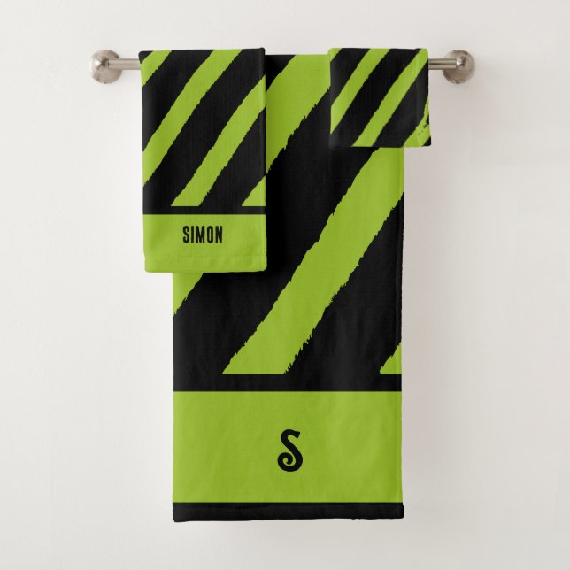 Neon Green Zebra Print Towel (Insitu)