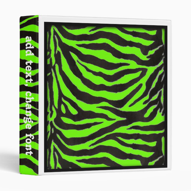 Neon Green Zebra Skin Texture Background Binder (Front/Spine)