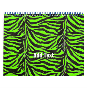 Neon Green Zebra Skin Texture Background Calendar