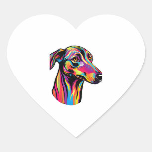 Neon Greyhound Heart Sticker
