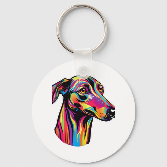 Neon Greyhound   Keychain (Front)