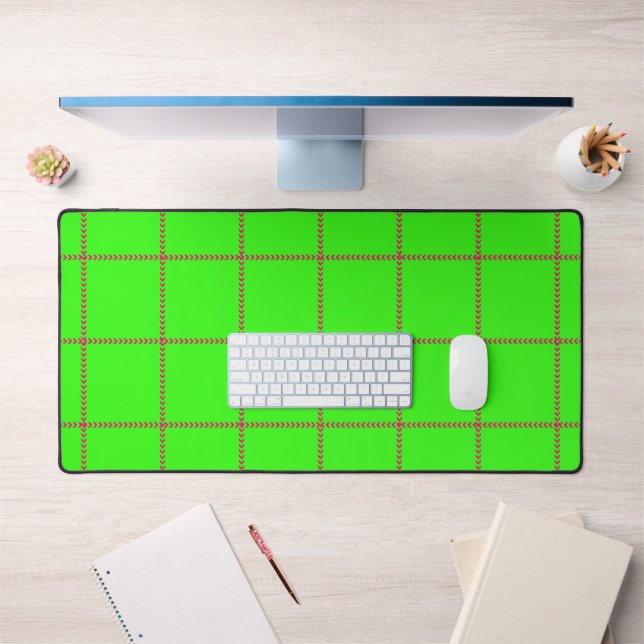 Neon Grid Desk Mat With Pink Arrows – Customizable (Office 1)