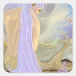 Neon Haired Mermaid Square Sticker