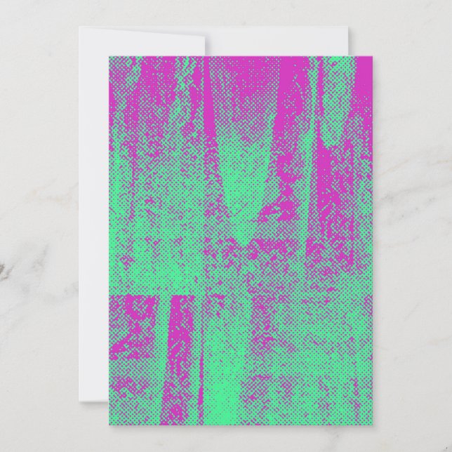 Neon Halftone Grunge Texture Blank Invitation Card (Front)
