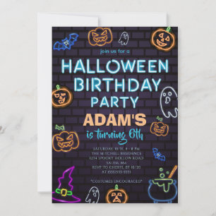 Neon Halloween Birthday Party Invitation