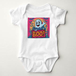 Neon Halloween Ghost, Neon Boo Halloween Ghost, Baby Bodysuit
