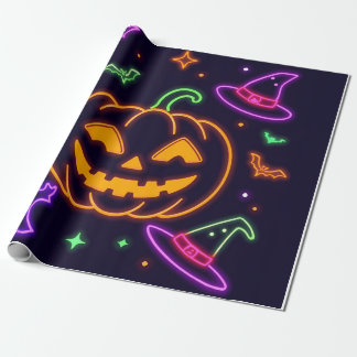 Neon Halloween Party Gift Wrap