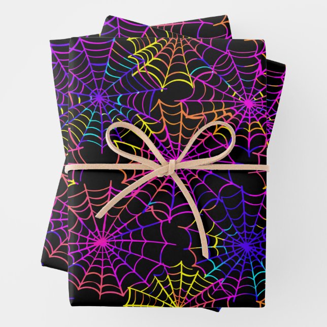 Neon Halloween Pattern  Wrapping Paper Sheet (In situ)