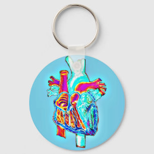 Neon Hand Drawn Anatomical Heart Keychain