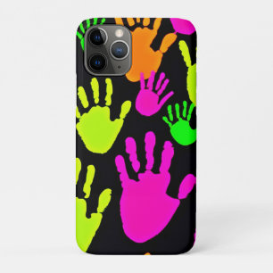 Neon Handprint Graffiti Pattern iPhone 11 Pro Case