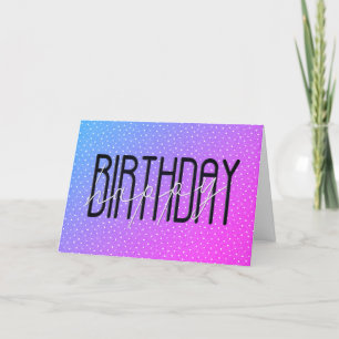 Neon Happy Birthday Text On Dots Card