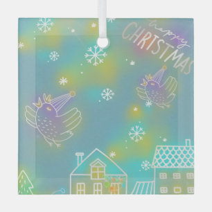 Neon Happy Christmas Glass Ornament
