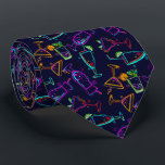 Neon Happy Hour Fifties Cocktails on Black Tie<br><div class="desc">Make a statement! A modern retro pattern of neon "tubing" style design in bright hot pink, lime green, orange, turquoise and lime green (not fluorescent) mixed drinks and cocktails on black background. This men's neck tie is cool for the office, a night on the town, a wedding, your own wedding...</div>