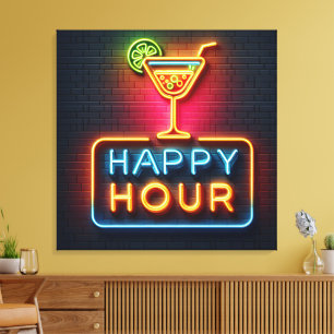 Neon Happy Hour Sign