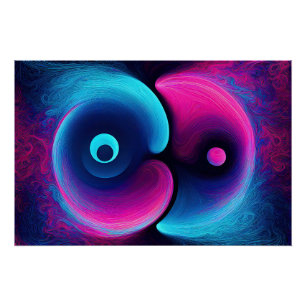 Neon Harmony: A Modern Interpretation of Yin Yang Poster