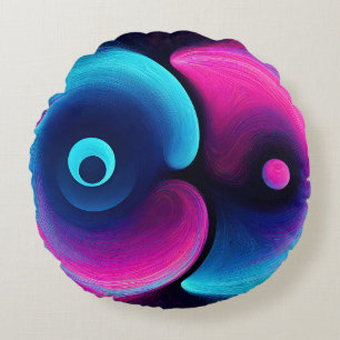 Neon Harmony: A Modern Interpretation of Yin Yang Round Pillow