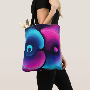 Neon Harmony: A Modern Interpretation of Yin Yang Tote Bag