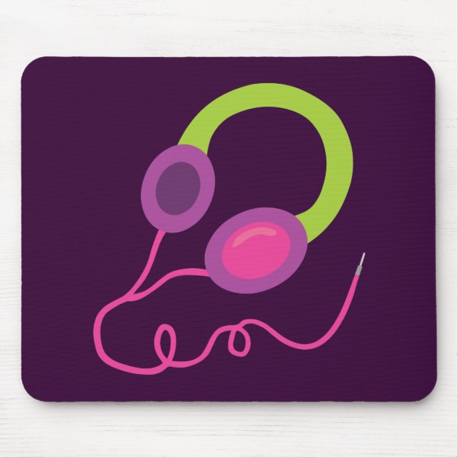 Neon Headphones Mouse Pad (Front)