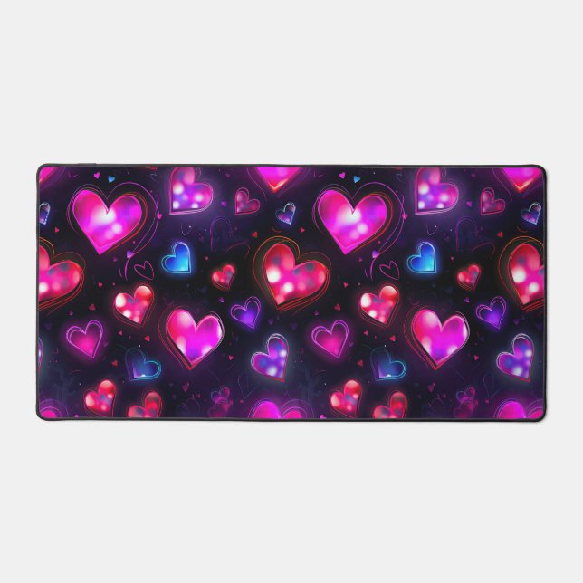 Neon Heart  Desk Mat (Front)