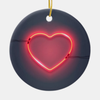 Neon Heart Sign Ceramic Ornament