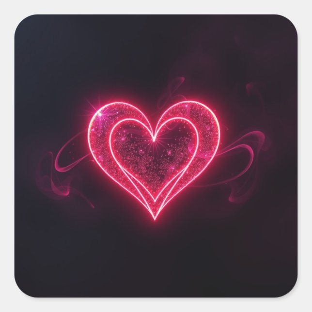 Neon Heart Valentines  Square Sticker (Front)