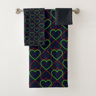 Neon Hearts Bath Towel Set