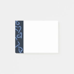 Neon Hearts Blue Post-it Notes