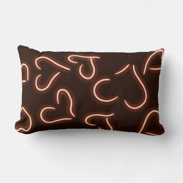 Neon Hearts Red Lumbar Pillow (Front)