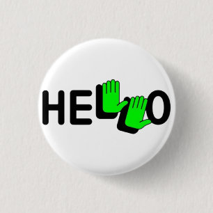 Neon Hello Hands 1 Inch Round Button