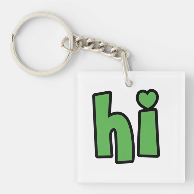 Neon Hello, Heart Included 🌿 Glow-in-the-Dark "Hi Keychain (Front)