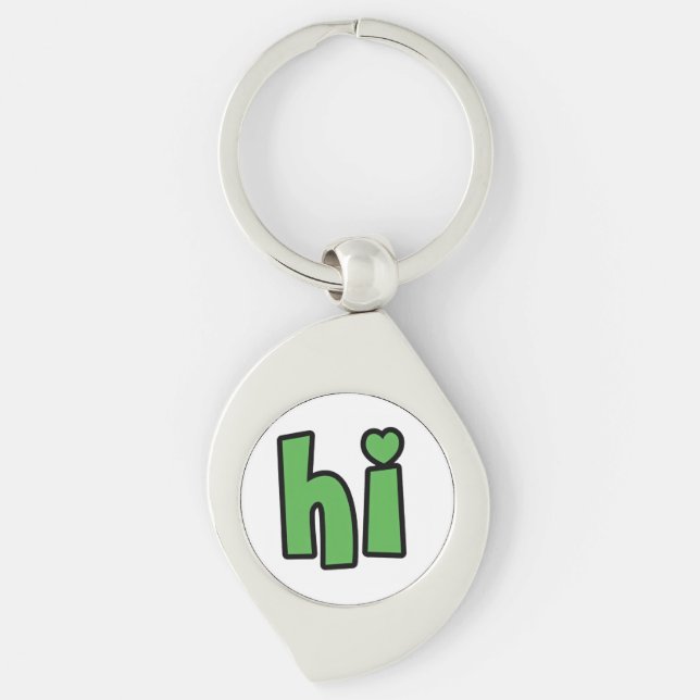 Neon Hello, Heart Included 🌿 Glow-in-the-Dark "Hi Keychain (Front)