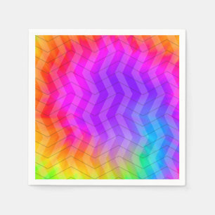 Neon Herringbone Trippy Hippie Rainbow Napkin