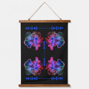 Neon Hibiscus Abstract Flower Art Hanging Tapestry
