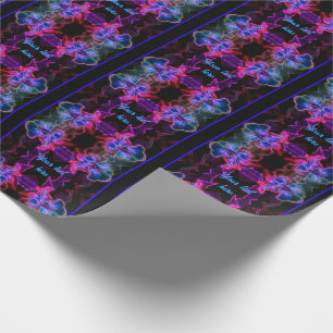 Neon Hibiscus Abstract Flower Art Personalized Wrapping Paper