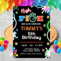 Neon High Five Birthday Boy Invitations