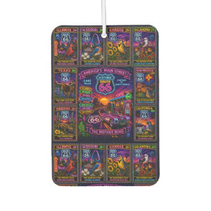 Neon Highway Route Road Trip Air Freshener
