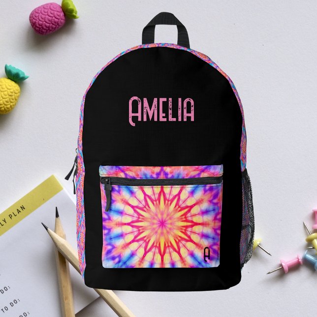Neon Hippie Tie Dye Girly Cool Sporty Cool  Printed Backpack (Creator Uploaded)