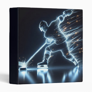 Neon Hockey Player On Ice Binder