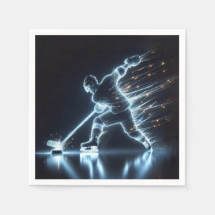 Neon Hockey Player On Ice Napkin