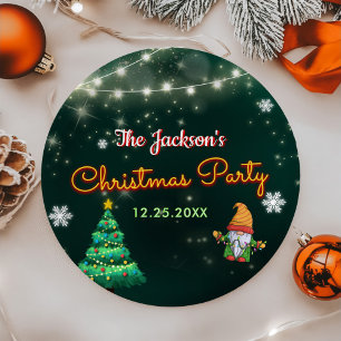 Neon Holiday Christmas Party  Paper Plate