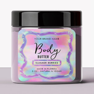 Neon Holographic Body Scrub Lotion Jar Product Square Sticker