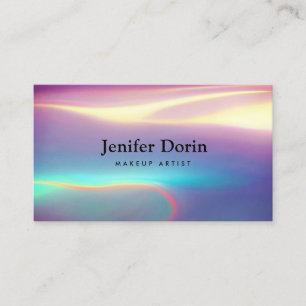 Neon Holographic Modern Textures QR Code Business Card
