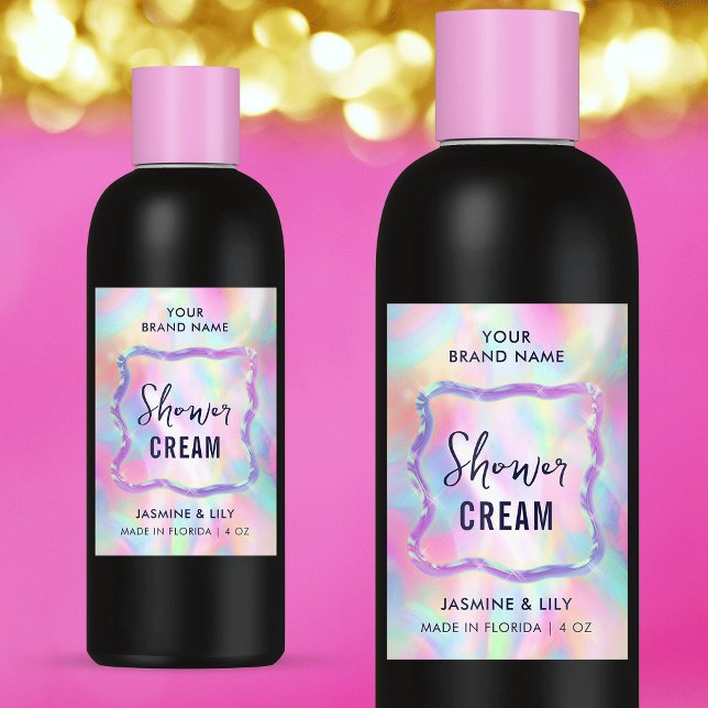 Neon Holographic Soap Shampoo Waterproof Label (Holographic effect rectangle Waterproof Product Labels - great for bath & body products )
