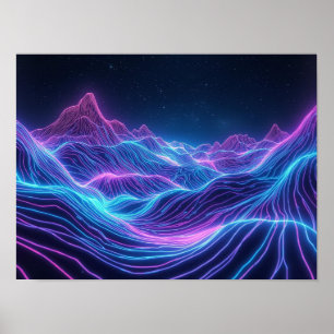 Neon Horizon: A Topographical Odyssey Through Poster