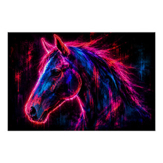 Neon Horse Poster