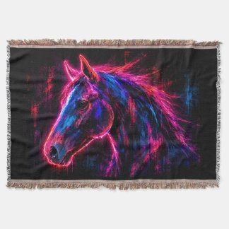 Neon Horse Throw Blanket