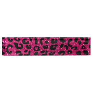 Neon hot pink cheetah print pattern nameplate