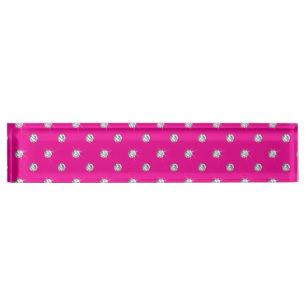 Neon hot pink diamonds nameplate